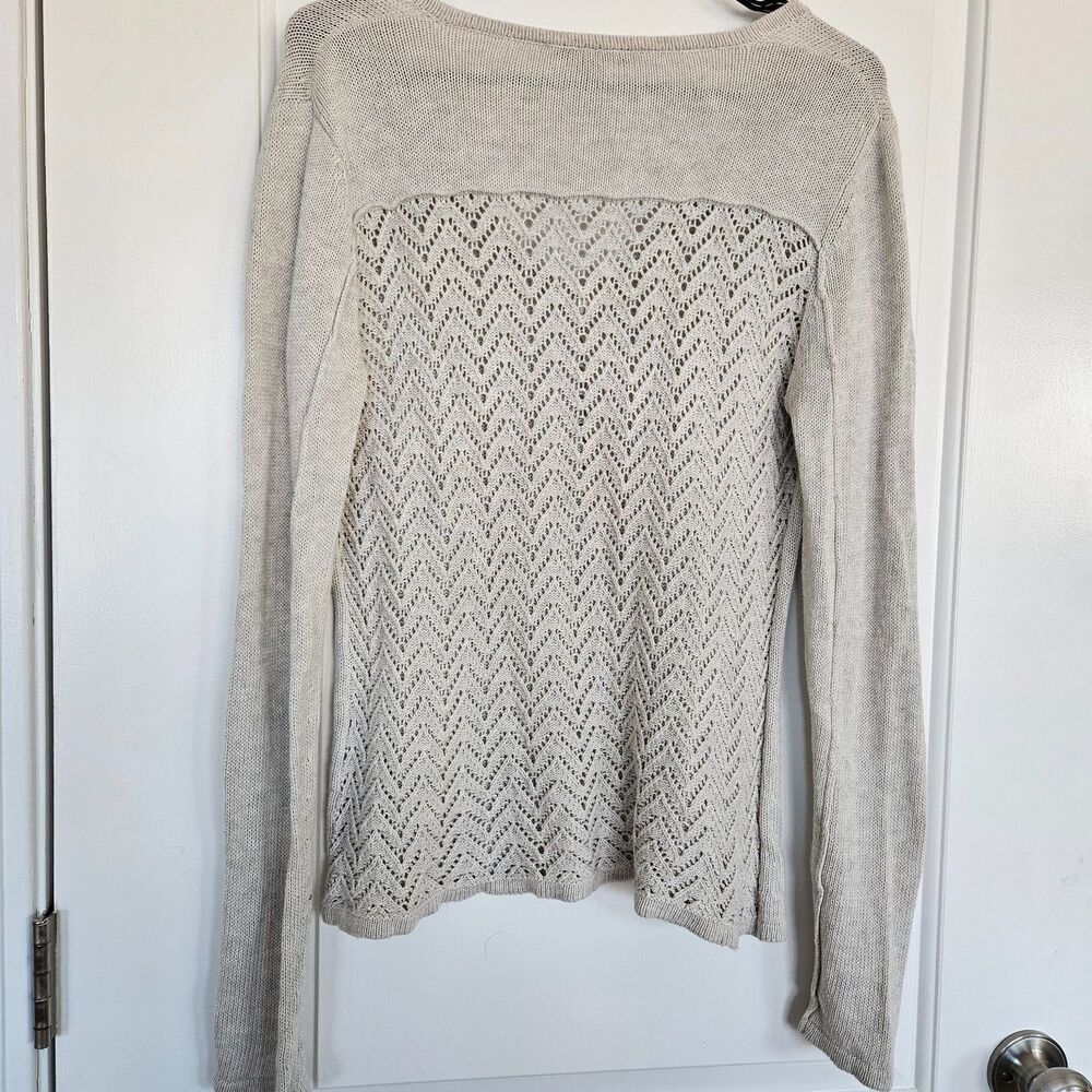 Cotton by Autumn Cashmere Women's Heathered Cream/grey pullover sweater, Large - Picture 2 of 10